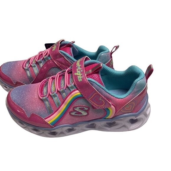 SKECHERS Heart Lights Rainbow Lux Light-Up Sneakers size 2 New‎ In Box - Picture 1 of 11